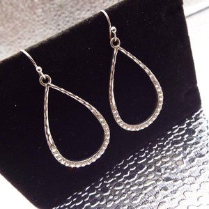 SILVERY LONG TEARDROP WITH CRYSTALS ON THE LOWER EDGE PIERCED EARRINGS 18